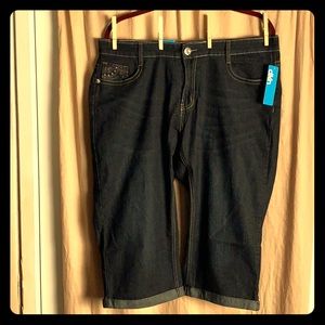 Dark blue, Embellished Jean Shorts